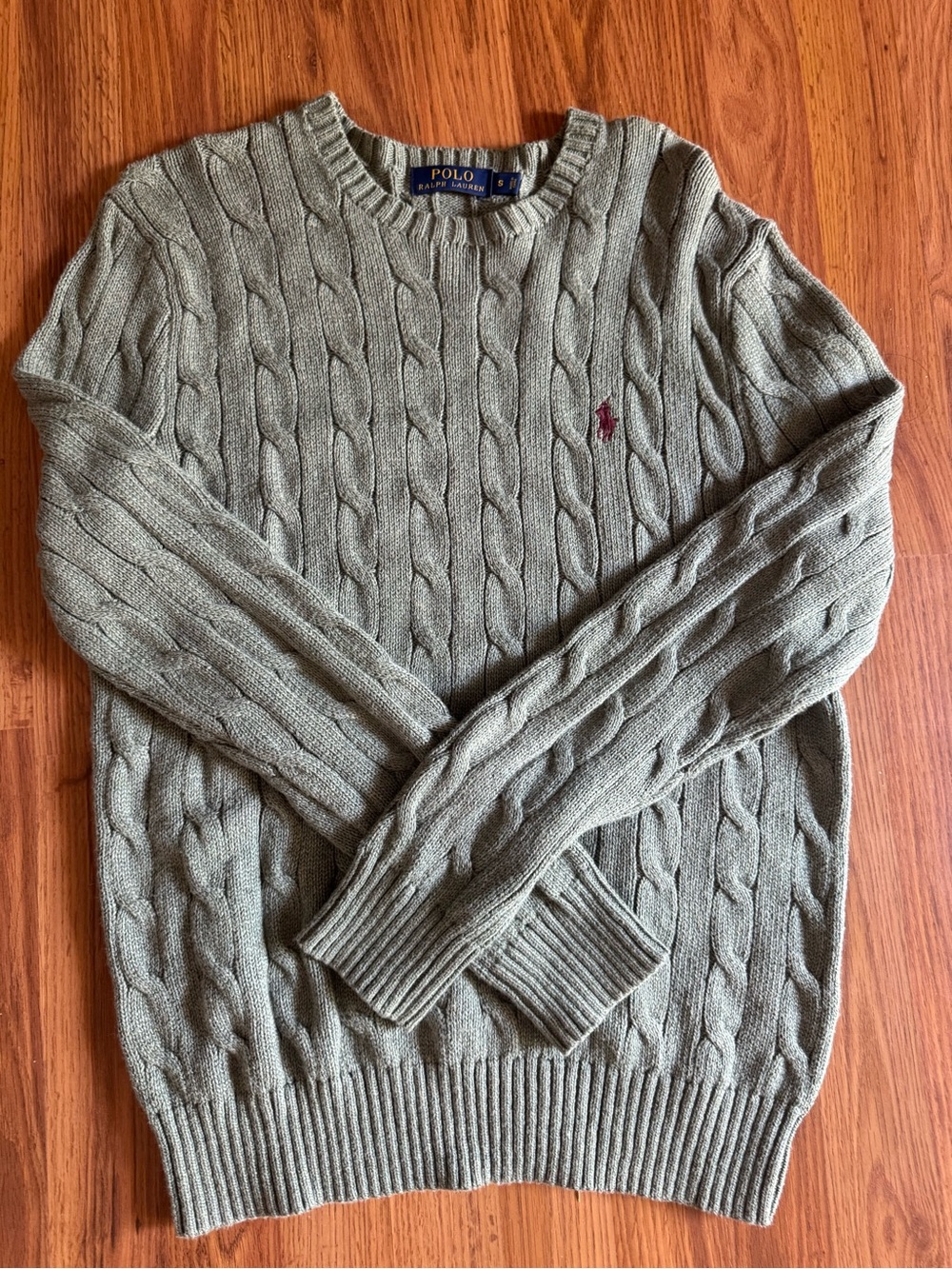 Ralph Lauren Cable Knit Crewneck Sweater - Sage Green Small